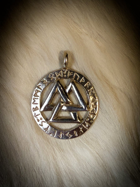 Sterling Silver Futhark Valknut Pendant
