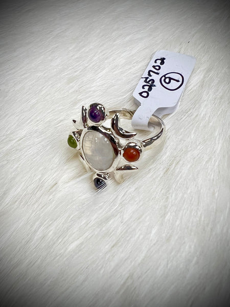 Sterling Silver 4 Direction Stone Ring