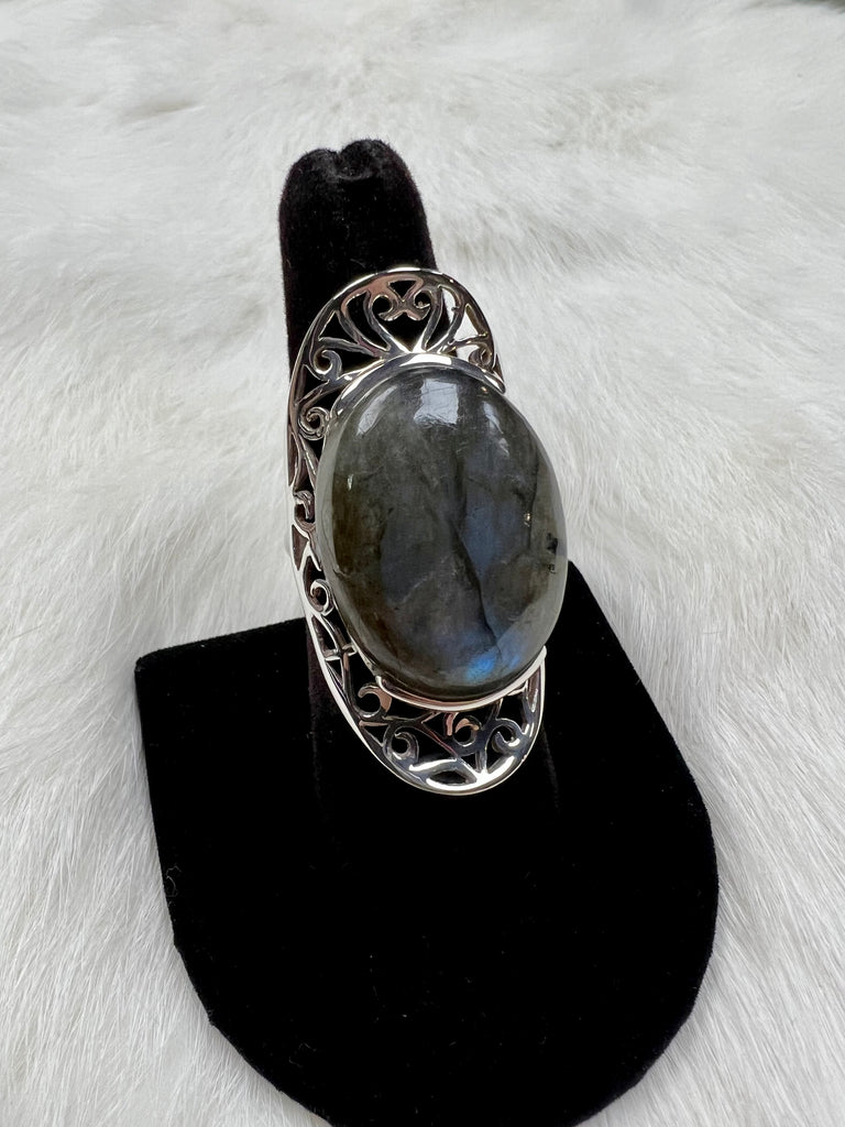 Large Sterling Silver Labradorite Ring