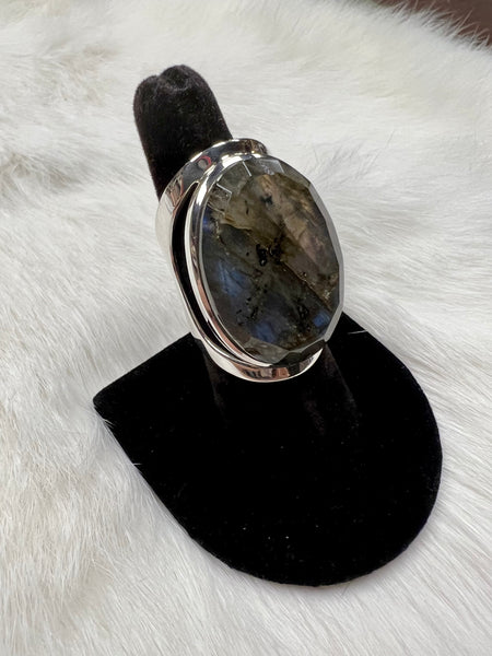 Sterling Silver Faceted Labradorite Ring