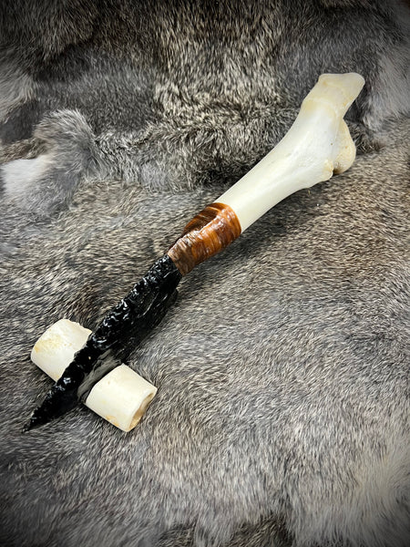 Deer Bone Athame with Obsidian Blade (Religious Ceremonial Item)