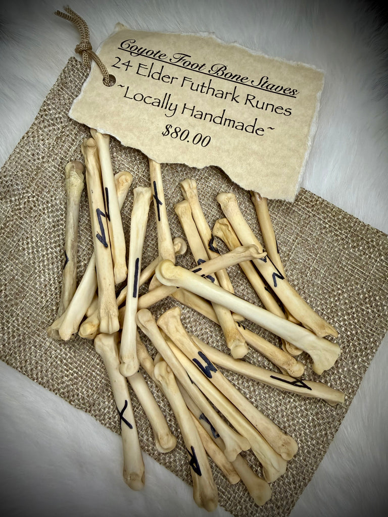 Coyote Foot Bone Staves Rune Set - Elder Futhark
