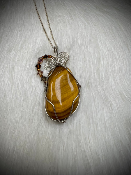 Tiger's Eye Pendant Necklace (N2436)