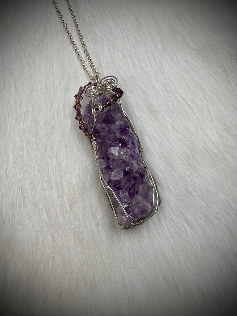 Amethyst Cluster Pendant Necklace (N2443)