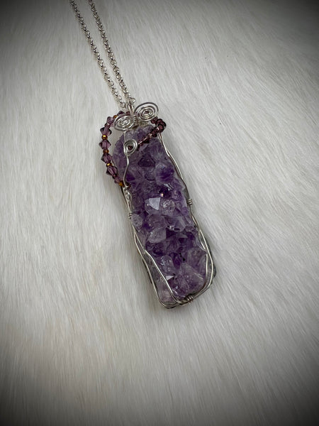 Amethyst Cluster Pendant Necklace (N2443)