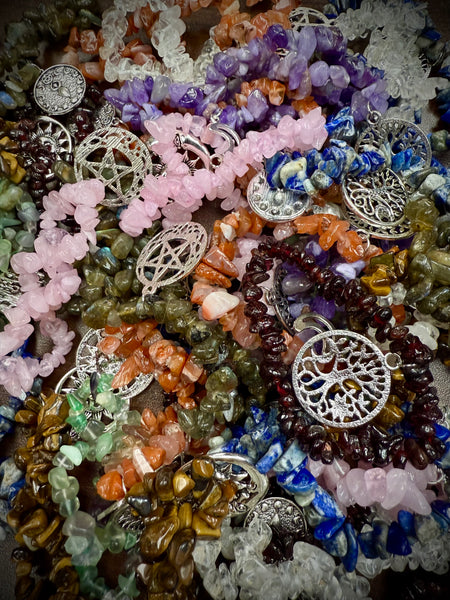Assorted Chip Stone Bracelets with Charm