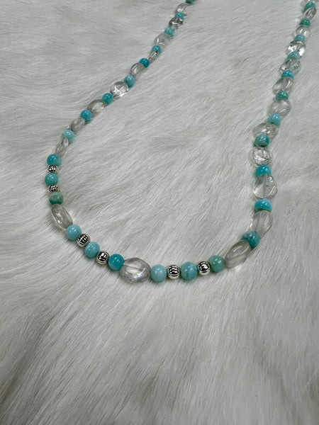 Custom Blue Opal Aquamarine Necklace