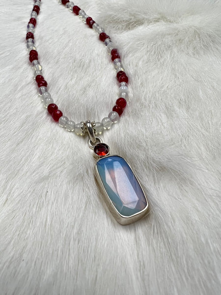 Custom Garnet and Opalite Necklace