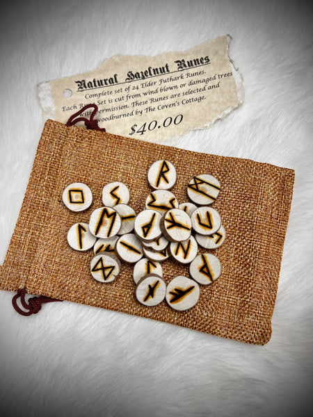 Hazelnut Wood Rune Set - Elder Futhark – The Coven's Cottage