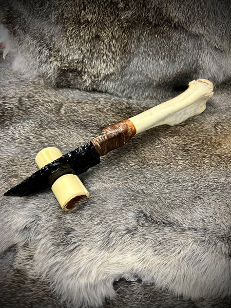 Elk Antler Athame with Obsidian Blade (Religious Ceremonial Item)