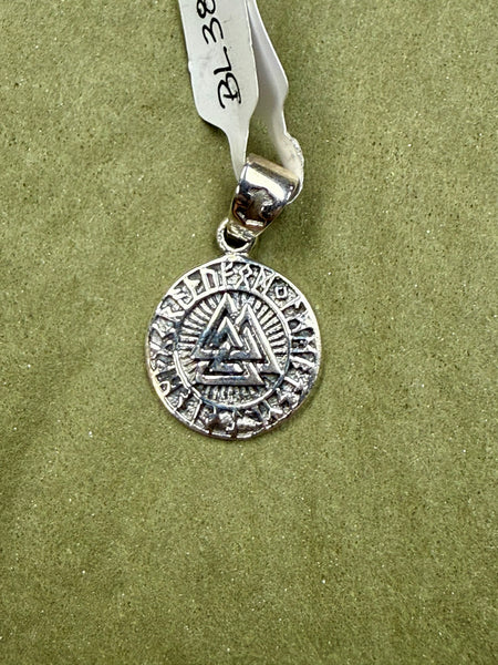 Sterling Silver Valknut Rune Pendant