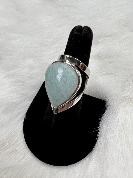Sterling Silver Amazonite Tear Drop Ring