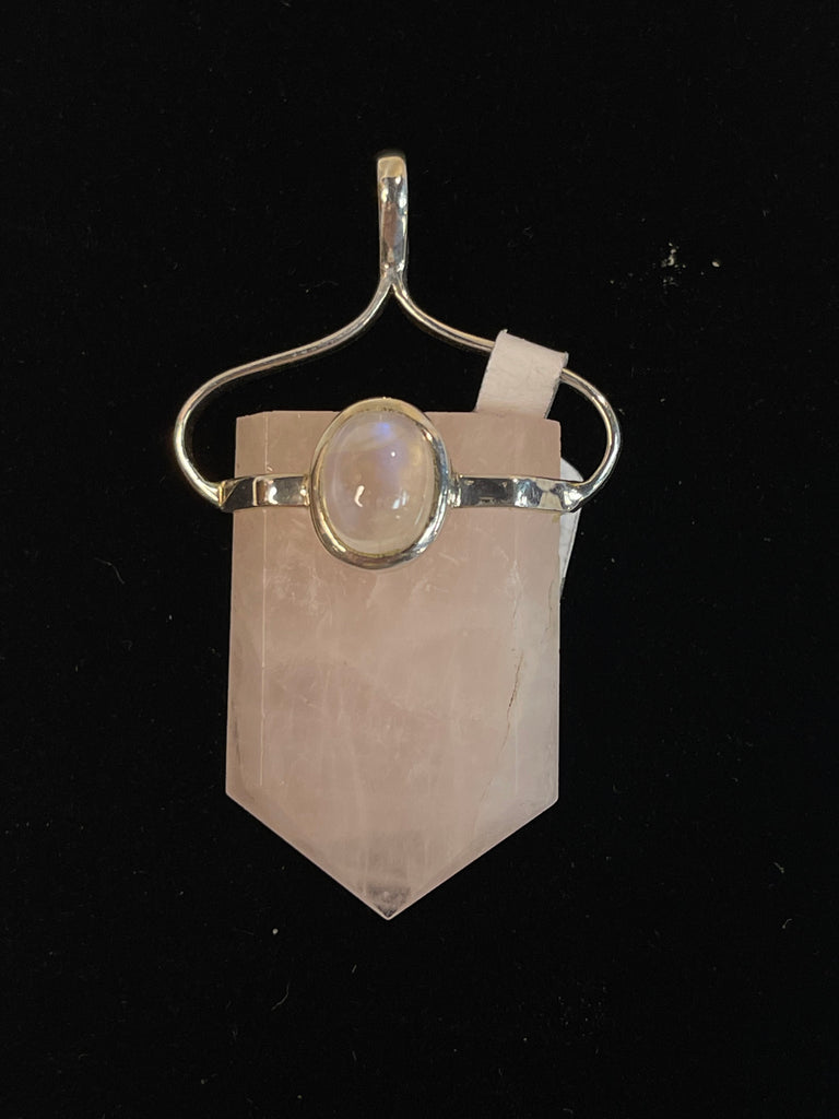 Sterling Silver Rose Quartz with Moonstone Pendant