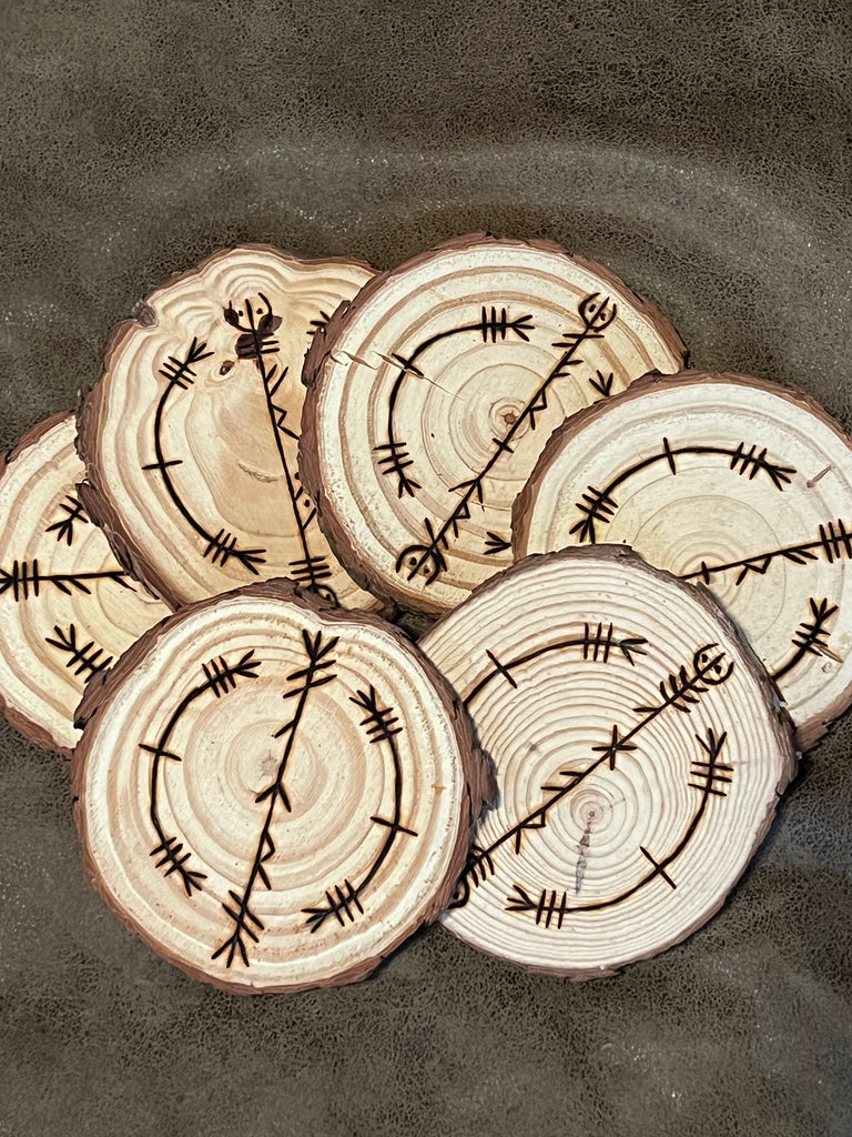 Woodburned Norse Altar Disc Diety Stave - Assorted