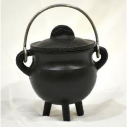 3” Cast Iron Cauldron with Lid - Groove