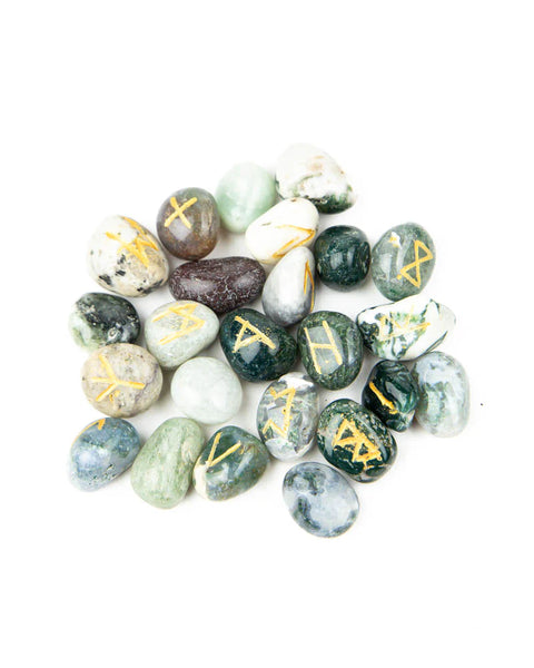 Moss Agate Rune Set