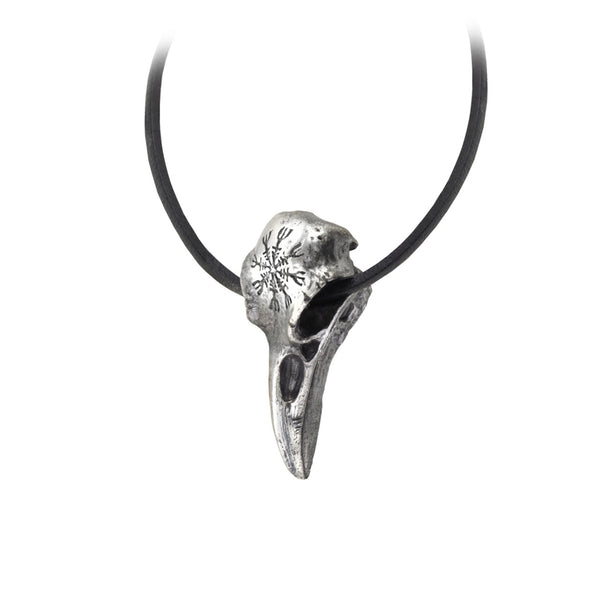 Raven Skull Aegishjalmur (Helm of Awe) Pendant