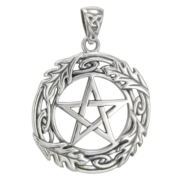 Sterling Silver Oak Leaf Pentagram Pentacle Pendant