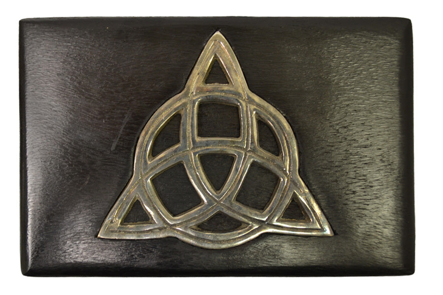 Wooden Box with Metal Triquetra Inlay