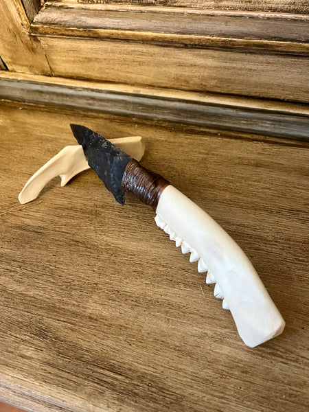 Deer Jaw Athame with Stone Blade
