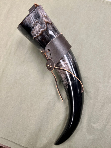 Drinking Horn with Leather Carrying Strap