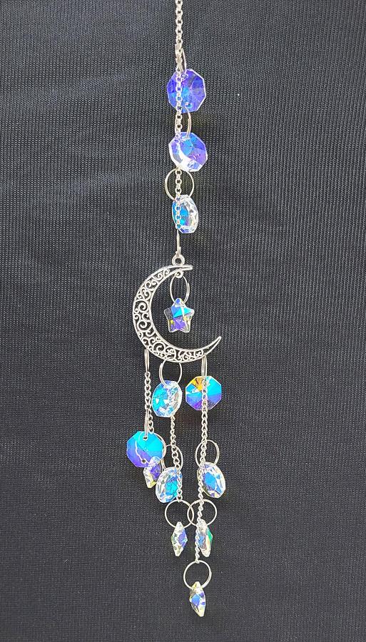 Silver Crescent Moon Suncatcher