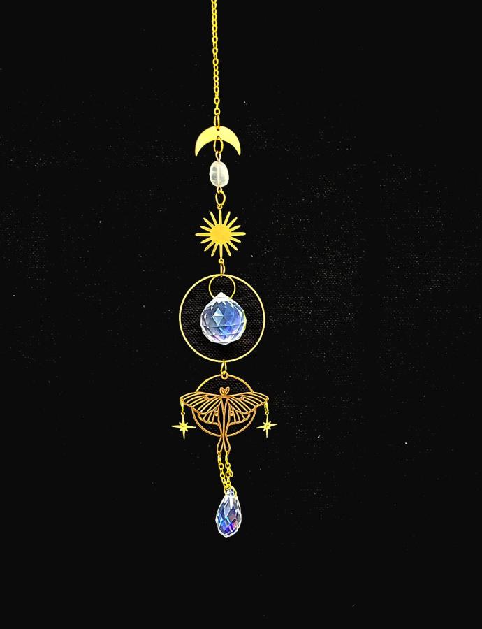 Rainbow Crystal Suncatcher with Dragonfly Design