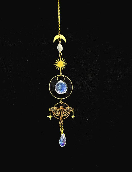 Rainbow Crystal Suncatcher with Dragonfly Design