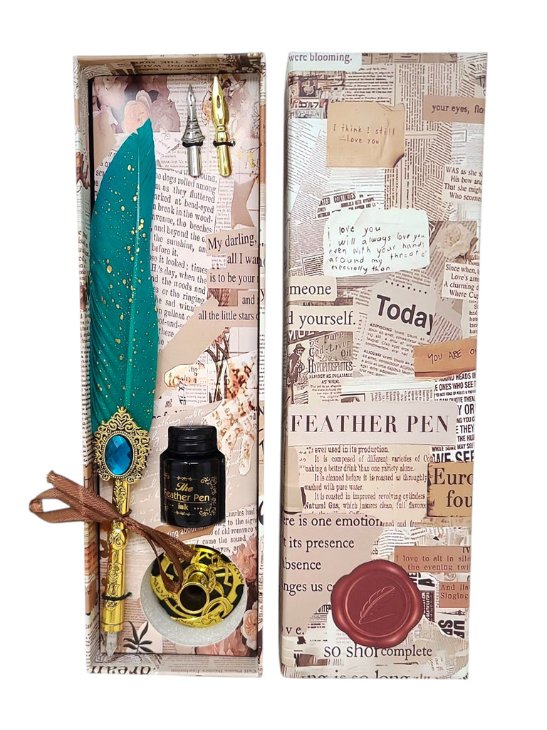 Teal Feather Quill Set - Small