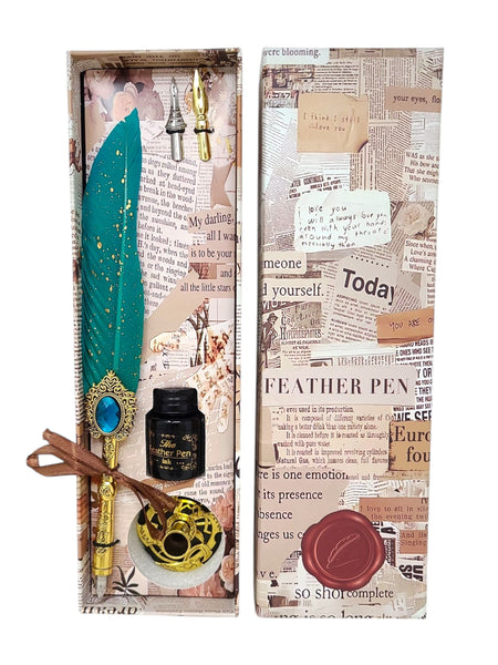 Teal Feather Quill Set - Small