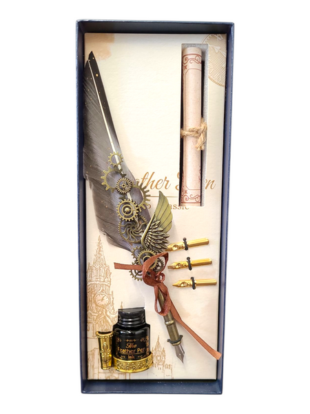 Steampunk Feather Quill Set - Small