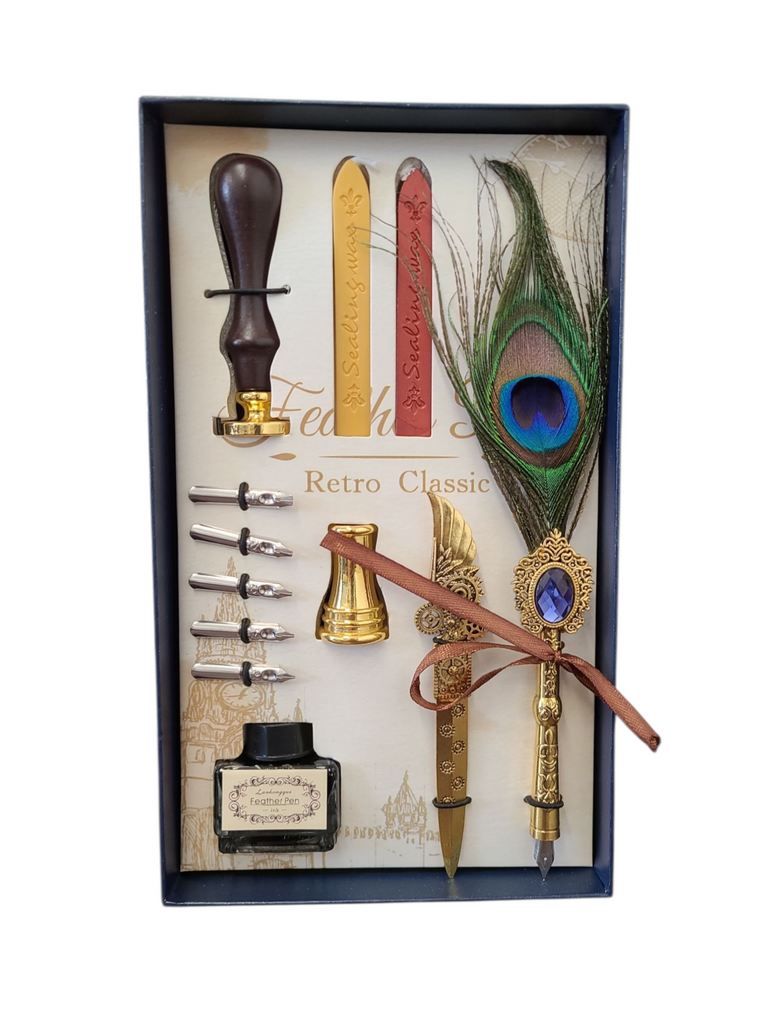Peacock Feather Quill Set - Large