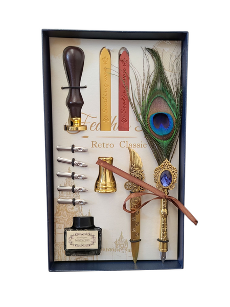 Peacock Feather Quill Set - Large