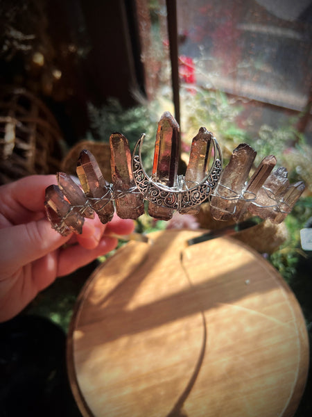 Crystal Head Crown with Crescent Moon