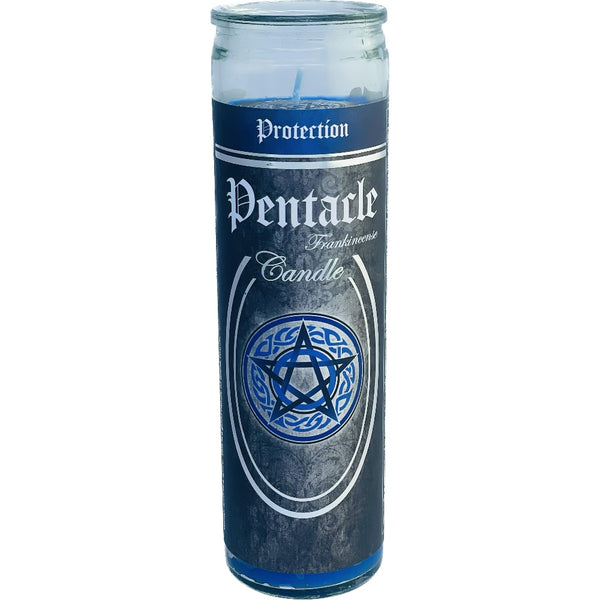 Large Glass Pillar Candle- Pentacle (Protection)
