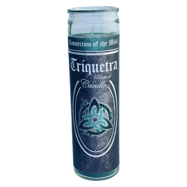 Large Glass Pillar Candle- Triquetra (Connection of the Mind)