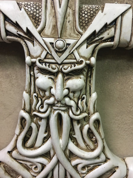 Mjolnir Wall Plaque (Bone Colored Thor's Hammer)