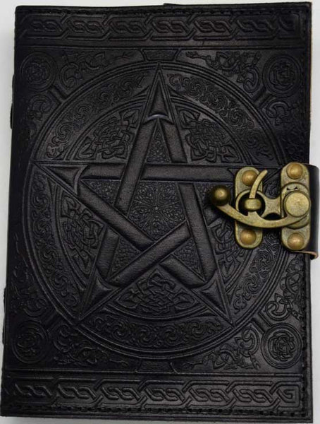 Black Goat Skin Journal with Pentacle