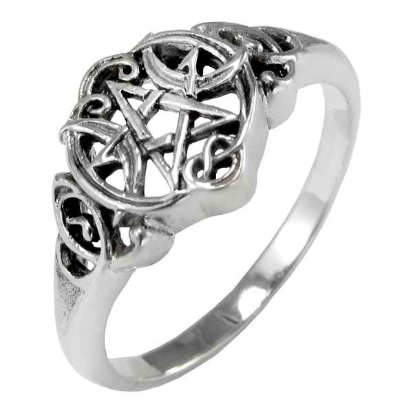 Sterling Silver Heart Pentacle Ring