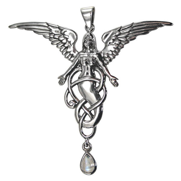 Sterling Silver Melusine Pendant with Rainbow Moonstone