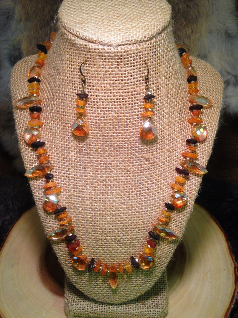 Brisingamen Inspired Baltic Amber Necklace and Earring Set