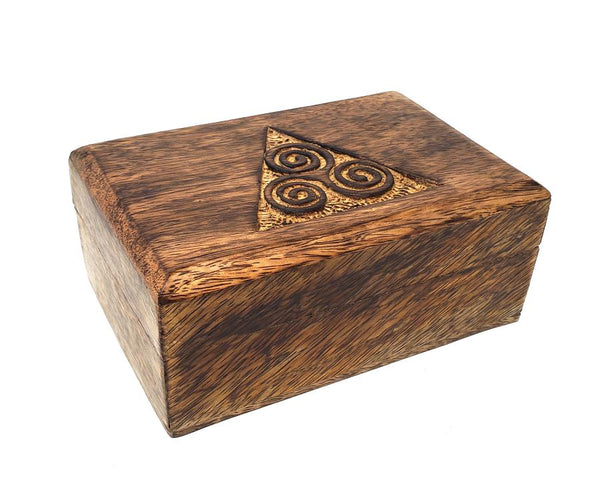 Carved Triskelion Wooden Box