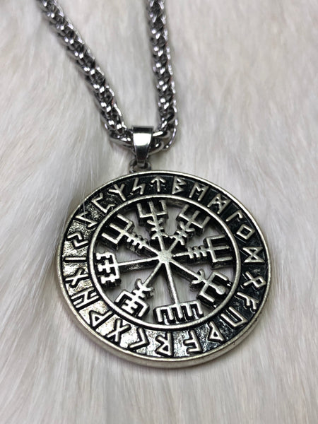 Norse Compass and Runes Pendant Necklace
