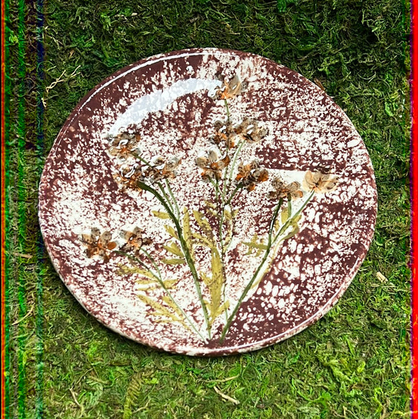 Hand-Painted Stoneware Plate with Debossed Floral