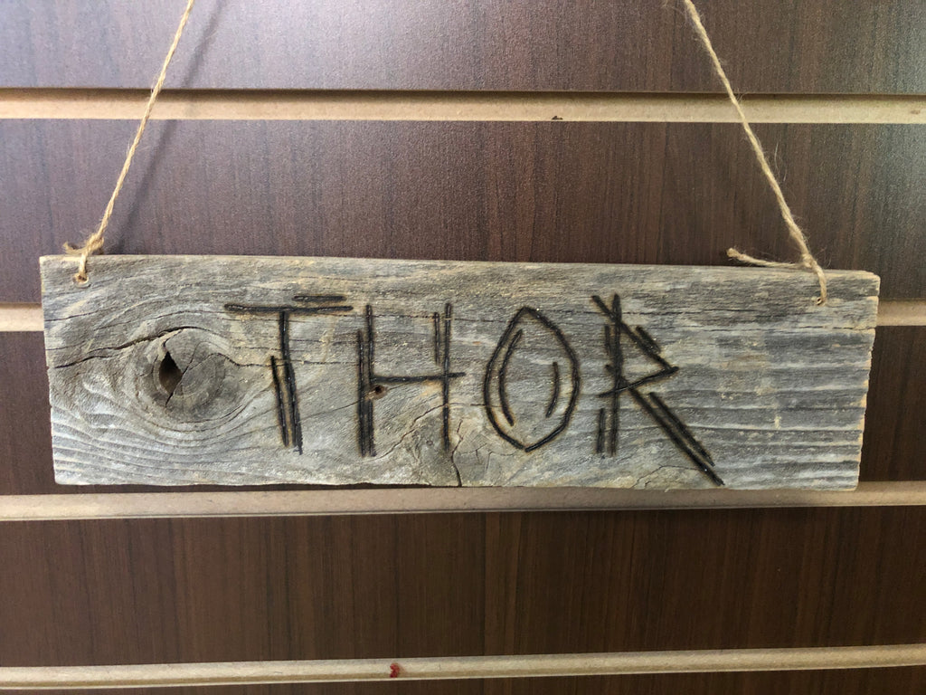 Custom Woodburned Sign - Thor