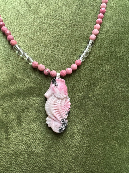 Custom Rhodochrosite Sea Horse Necklace