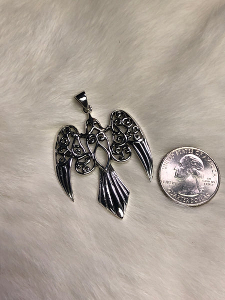Sterling Silver Large Morrigan Raven Pendant