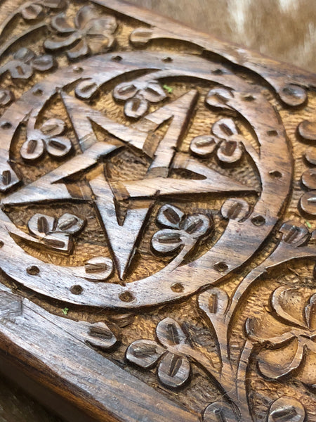 Carved Pentacle Wooden Box