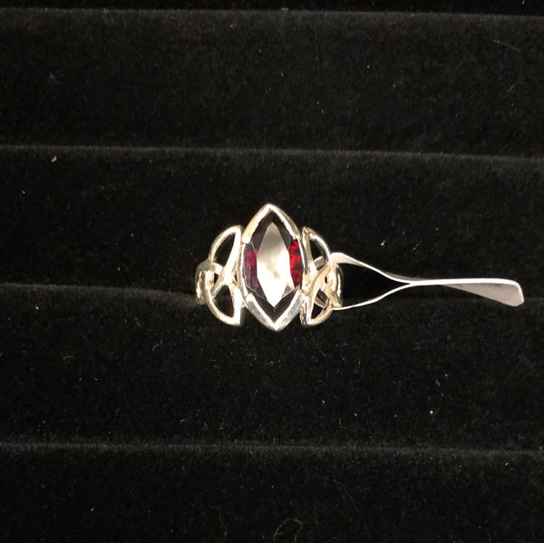 Sterling Silver Triquetra Garnet Ring