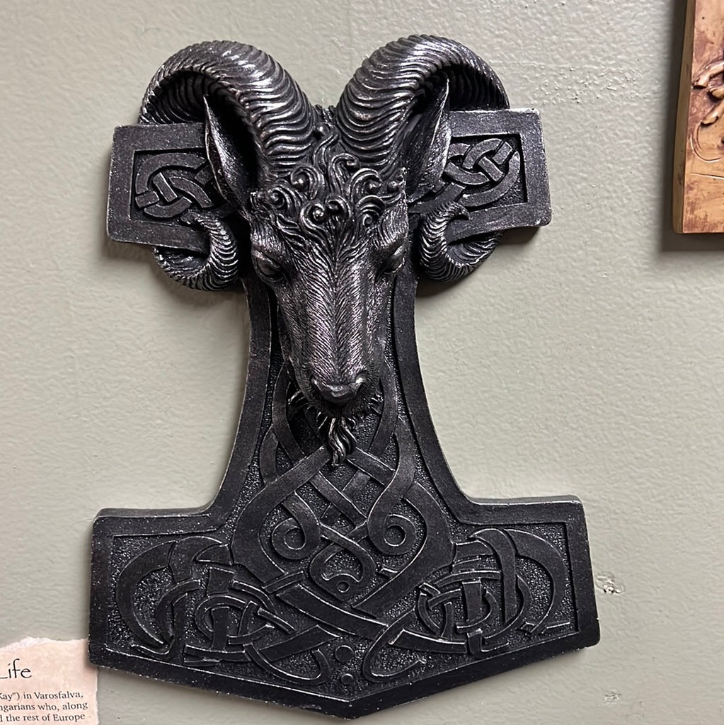 Ram Skull Mjolnir Plaque